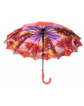 Austin House Stick Umbrella Double Canopy Burnt Orange